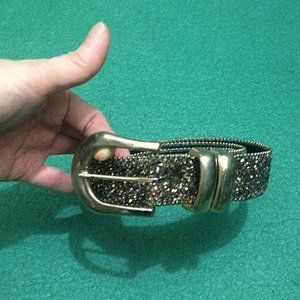 Gold Tone Glitter Fashion Belt